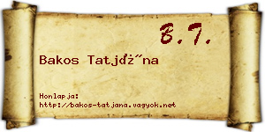 Bakos Tatjána névjegykártya