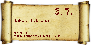 Bakos Tatjána névjegykártya